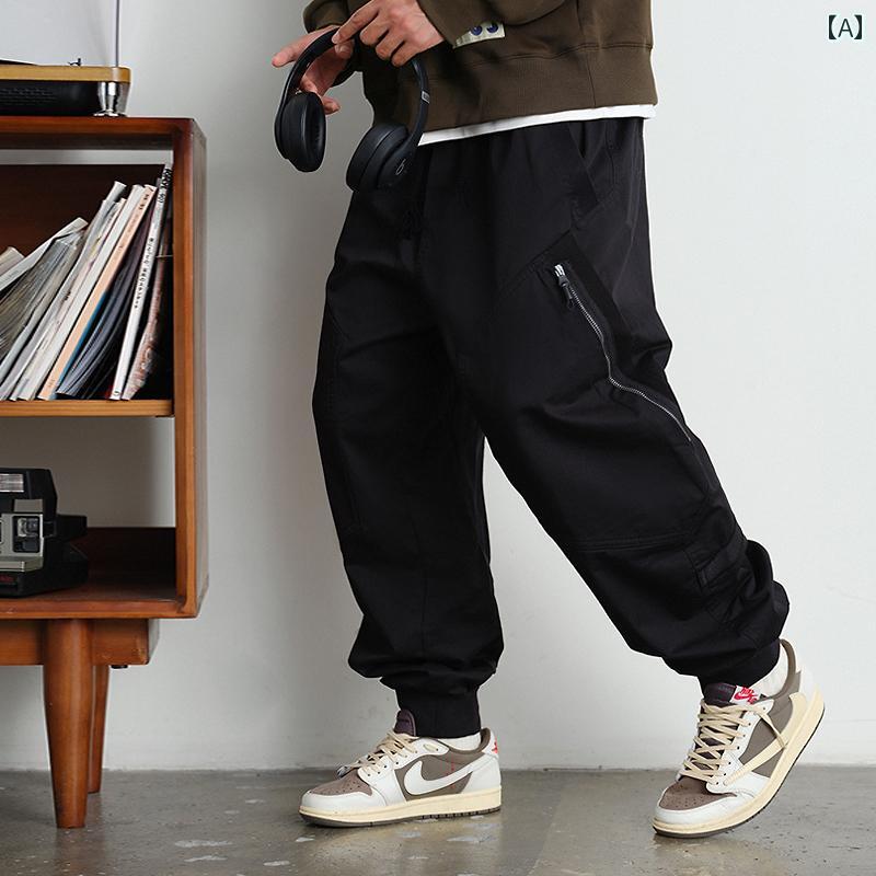 秋冬 コーデ メンズ 服 シンプル ファッション オシャレ 大人 かっこいい 大きいサイズ ストリート 紳士服 ジッパー ワークカジュアル パンツ ストレート パンツ ズボン