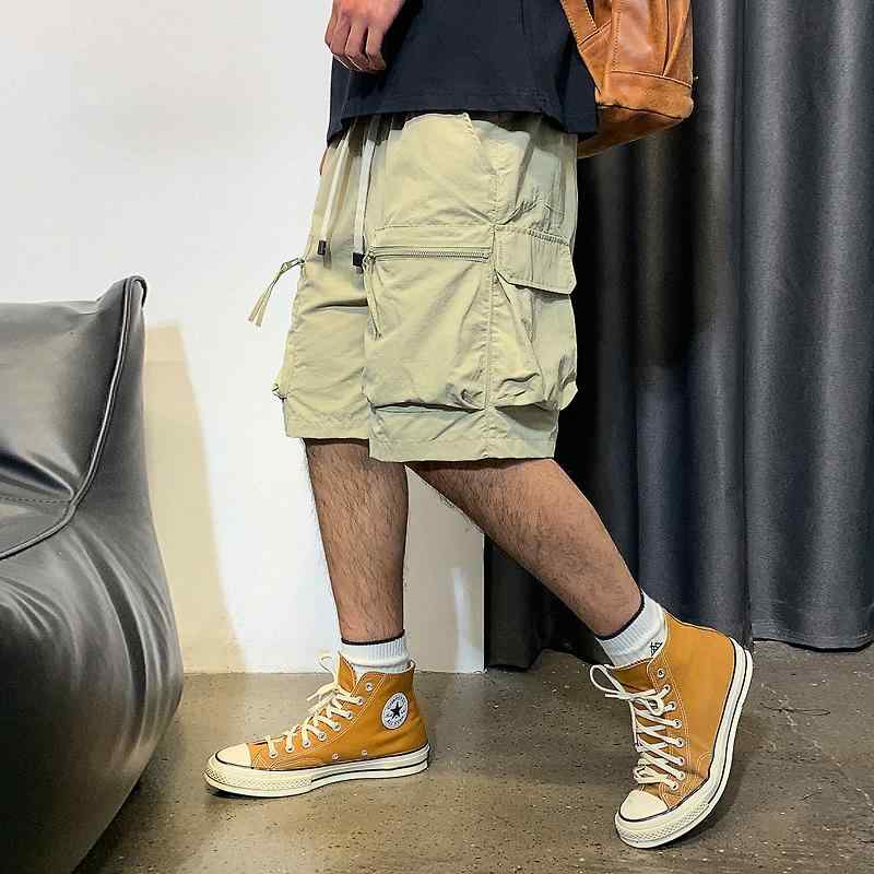 秋冬 コーデ メンズ 服 シンプル ファッション オシャレ 大人 かっこいい 大きいサイズ ストリート 紳士服 マルチ ポケット カーゴ パンツ カジュアル スポーツ ストレート レッグ ハーフ パンツ(4.0)