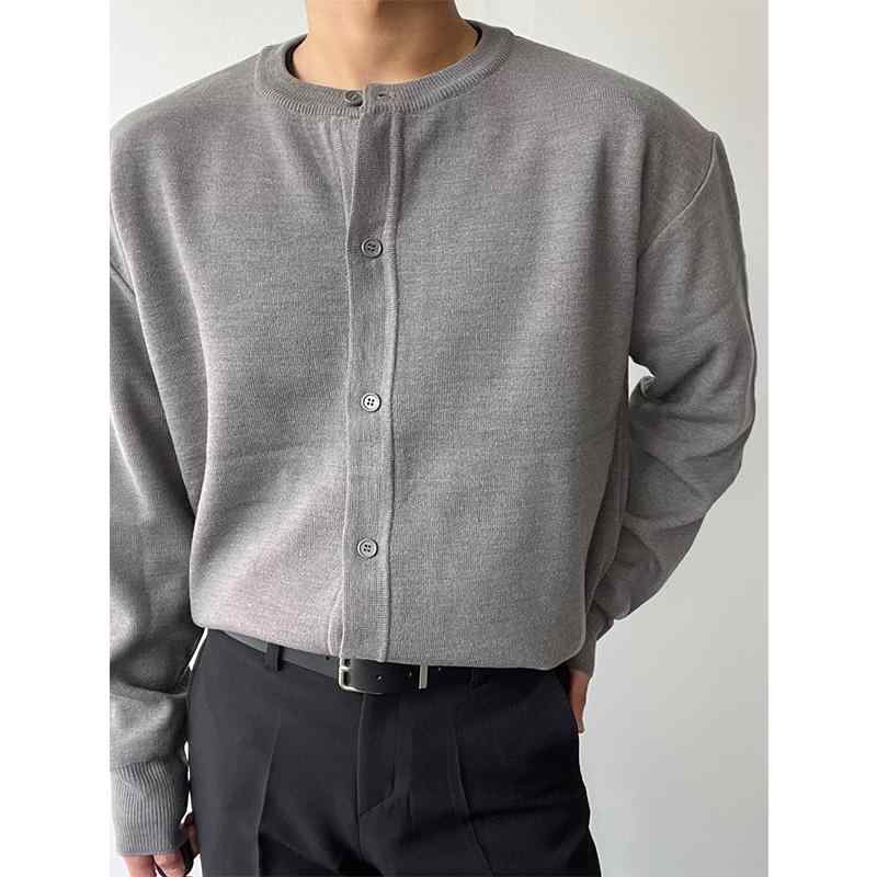秋冬 コーデ メンズ 服 シンプル ファッション オシャレ 大人 かっこいい 大きいサイズ ストリート 紳士服 カーディガン セーター 韓国スタイル ラウンドネック トップス シャツ