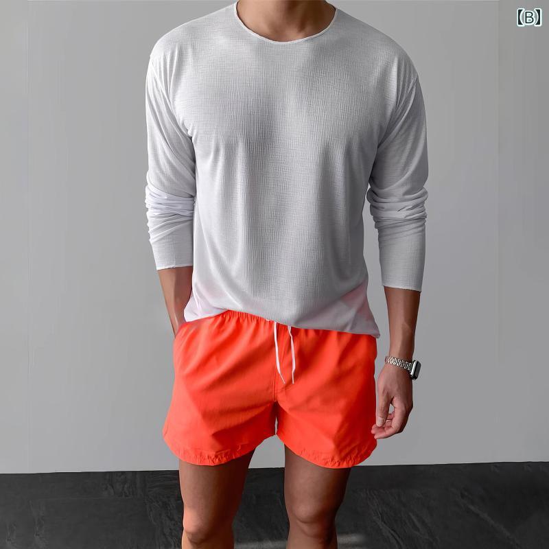 秋冬 コーデ メンズ 服 シンプル ファッション オシャレ 大人 かっこいい 大きいサイズ ストリート 紳士服 韓国スタイル ラウンドネック 長袖 T シャツ 無地 軽 スポーツ 通気性 トップス