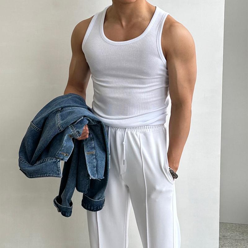 秋冬 コーデ メンズ 服 シンプル ファッション オシャレ 大人 かっこいい 大きいサイズ ストリート 紳士服 スレッド スリム ストレッチ ノー スリーブ ベスト 吸汗性 通気性 スポーツ フィットネス チョッキ T シャツ