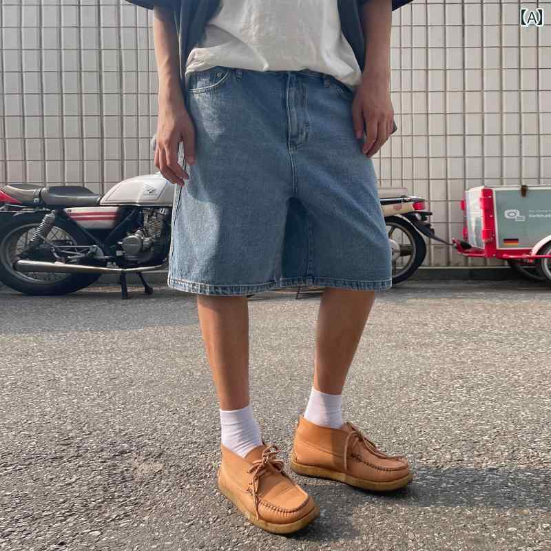 秋冬 コーデ メンズ 服 シンプル ファッション オシャレ 大人 かっこいい 大きいサイズ ストリート 紳士服 ウォッシュドデニム パンツ ハイエンド セクシー ヘビーデューティー ワイド レッグ 五分丈