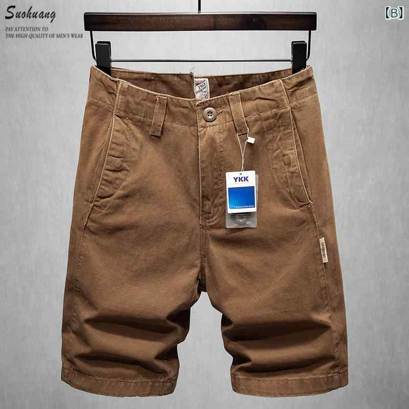 秋冬 コーデ メンズ 服 シンプル ファッション オシャレ 大人 かっこいい 大きいサイズ ストリート 紳士服 五分丈 パンツ ライト ハイエンド カーキ ワーク パンツ 綿 カジュアル