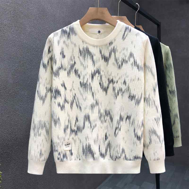 秋冬 コーデ メンズ 服 シンプル ファッション オシャレ 大人 かっこいい 大きいサイズ ストリート 紳士服 ハイエンド ラウンドネック セーター 暖かい ニット インナー シャツ