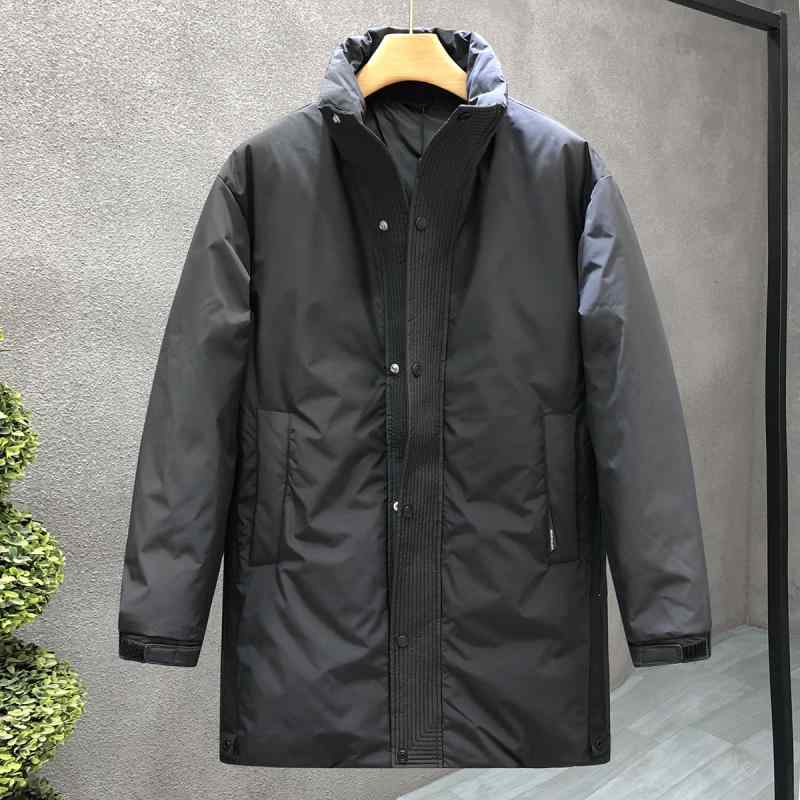 秋冬 コーデ メンズ 服 シンプル ファッション オシャレ 大人 かっこいい 大きいサイズ ストリート 紳士服 ミドル丈 ダウン ジャケット ライト ビジネス 厚手 暖かい ハイエンド スタンドカラー トップス