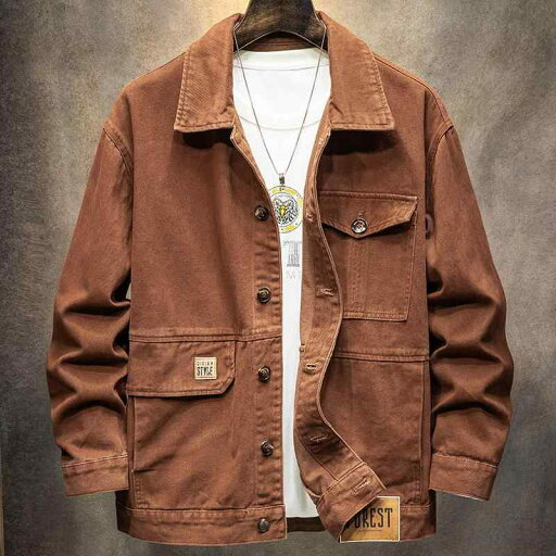 秋冬 コーデ メンズ 服 シンプル ファッション オシャレ 大人 かっこいい 大きいサイズ ストリート 紳士服 アメリカン ブラウン レトロ ワークジャケット トップス デニムジャケット 秋冬 コーデ メンズ 服 シンプル ファッション オシャレ 大人 かっこいい 大きいサイズ ストリート 紳士服 アメリカン ブラウン レトロ ワークジャケット トップス デニムジャケット