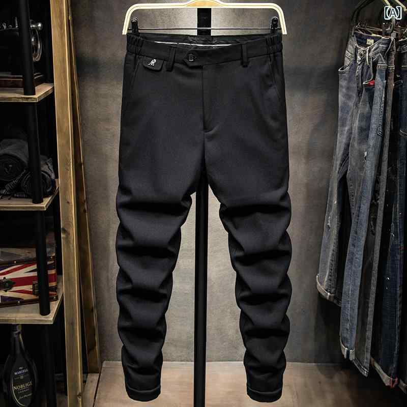 秋冬 コーデ メンズ 服 シンプル ファッション オシャレ 大人 かっこいい 大きいサイズ ストリート 紳士服 ブラック カジュアル パンツ スリム ストレート 韓国スタイル ズボン