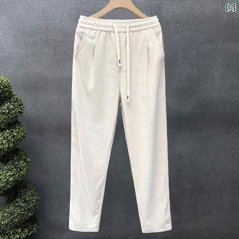 秋冬 コーデ メンズ 服 シンプル ファッション オシャレ 大人 かっこいい 大きいサイズ ストリート 紳士服 快適 ピンストライプ カジュアル パンツ ストレート ハイエンド