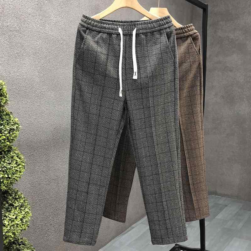 秋冬 コーデ メンズ 服 シンプル ファッション オシャレ 大人 かっこいい 大きいサイズ ストリート 紳士服 ストリート レトロ チェック柄 カジュアル パンツ ヘビー ストレート パンツ