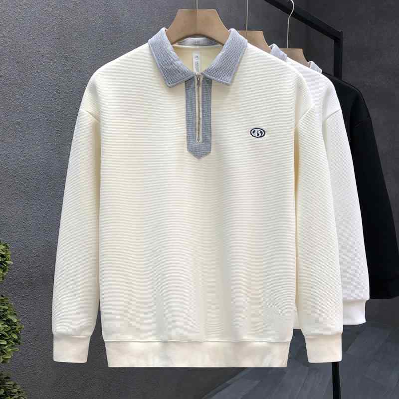 秋冬 コーデ メンズ 服 シンプル ファッション オシャレ 大人 かっこいい 大きいサイズ ストリート 紳士服 ハイエンド アプリコット スウェットシャツ 長袖 トップス カジュアル ジャケット