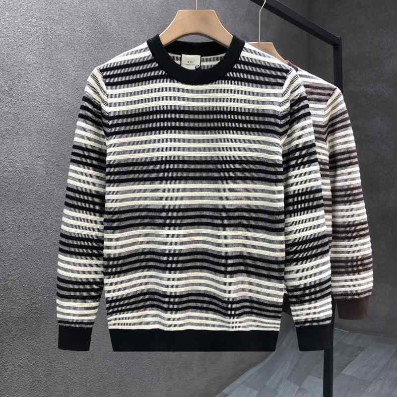 秋冬 コーデ メンズ 服 シンプル ファッション オシャレ 大人 かっこいい 大きいサイズ ストリート 紳士服 ハイエンド ストライプ セー..