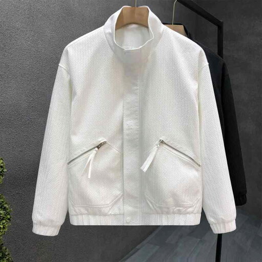 秋冬 コーデ メンズ 服 シンプル ファッション オシャレ 大人 かっこいい 大きいサイズ ストリート 紳士服 白 ジャケット スタンドカラー トップス 服 秋冬 コーデ メンズ 服 シンプル ファッション オシャレ 大人 かっこいい 大きいサイズ ストリート 紳士服 白 ジャケット スタンドカラー トップス 服