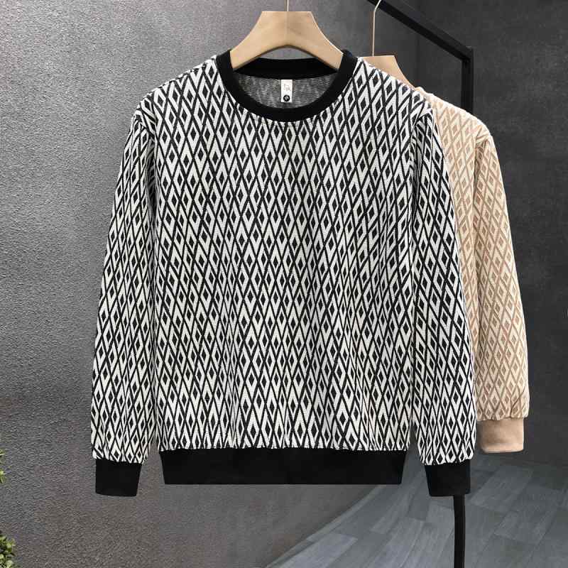 秋冬 コーデ メンズ 服 シンプル ファッション オシャレ 大人 かっこいい 大きいサイズ ストリート 紳士服 チェック柄 ラウンドネック ..