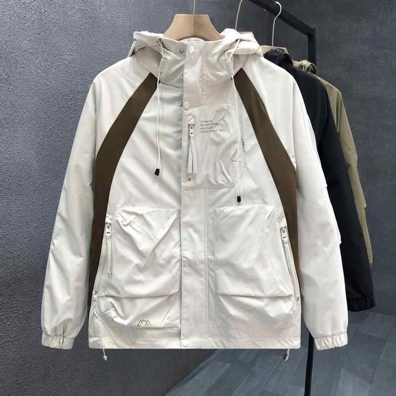 秋冬 コーデ メンズ 服 シンプル ファッション オシャレ 大人 かっこいい 大きいサイズ ストリート 紳士服 ステッチ フード付き ジャケット トップス ジャケット