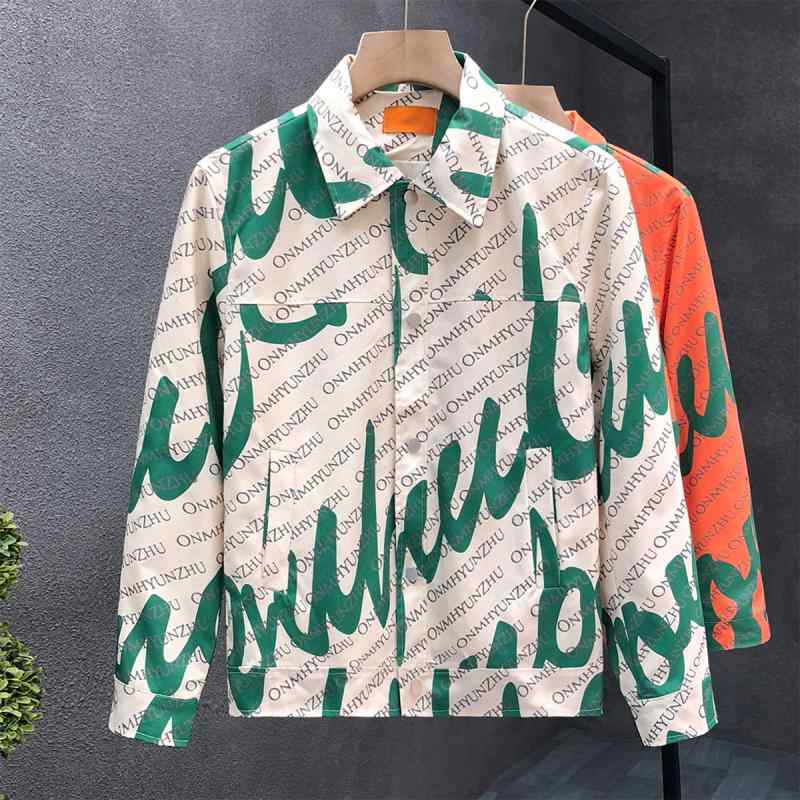 秋冬 コーデ メンズ 服 シンプル ファッション オシャレ 大人 かっこいい 大きいサイズ ストリート 紳士服 プリント ジャケット 韓国スタイル スリム フィット トップス 薄手 コート