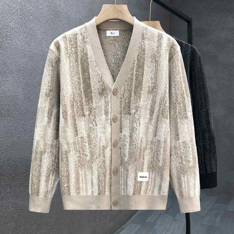 秋冬 コーデ メンズ 服 シンプル ファッション オシャレ 大人 かっこいい 大きいサイズ ストリート 紳士服 ブルジョワジー ハイエンド Vネック カーディガン ジャケット セーター トップス