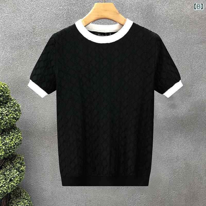 秋冬 コーデ メンズ 服 シンプル ファッション オシャレ 大人 かっこいい 大きいサイズ ストリート 紳士服 ハイエンド 菱形 ニット セーター 半袖 インナー