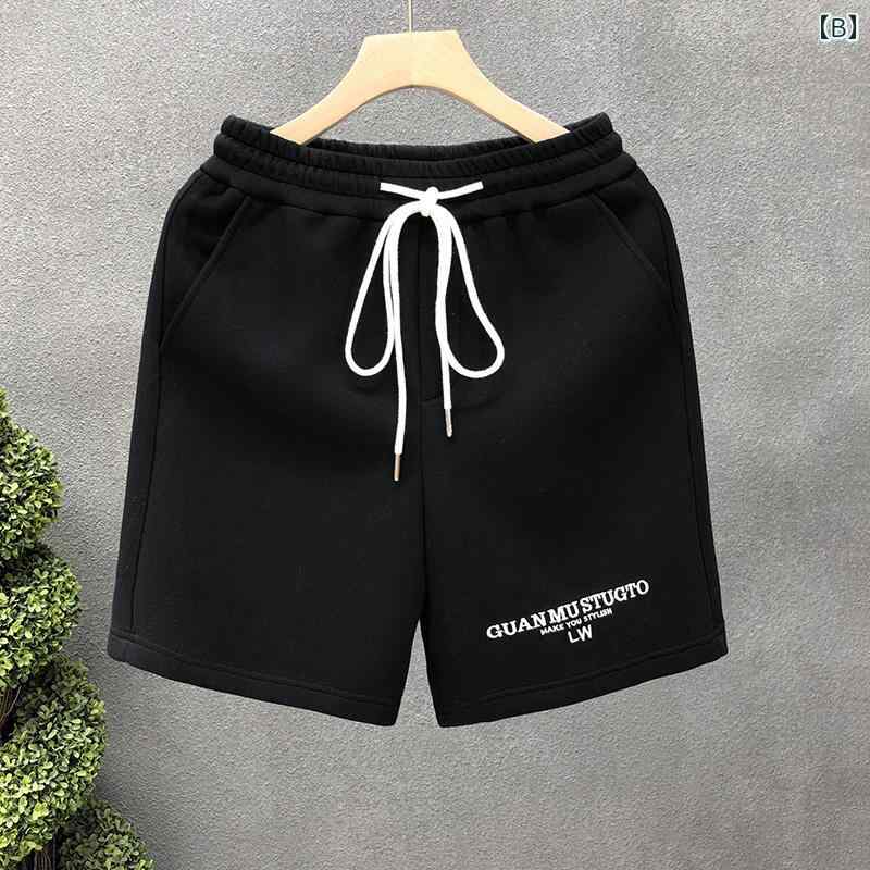 秋冬 コーデ メンズ 服 シンプル ファッション オシャレ 大人 かっこいい 大きいサイズ ストリート 紳士服 ハイエンド 白 スポーツ パンツ 五分丈 カジュアル