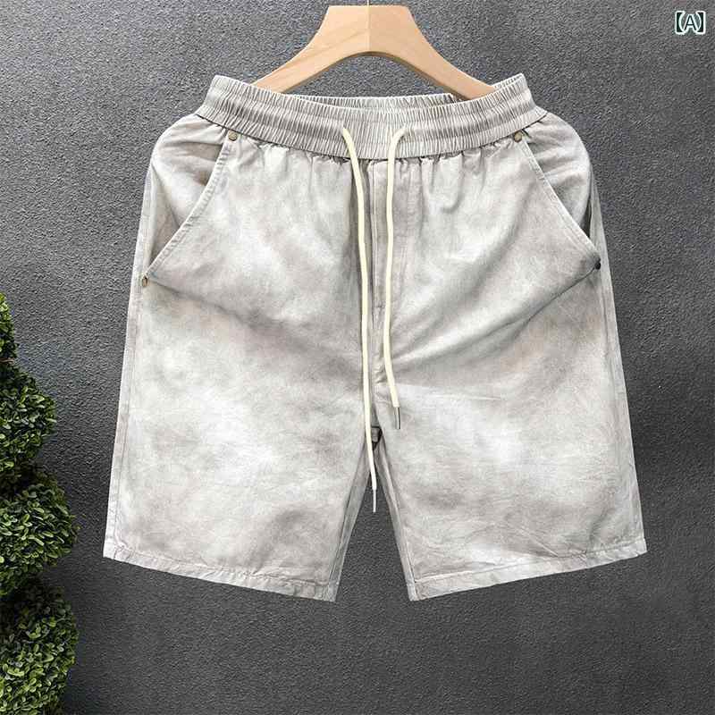 秋冬 コーデ メンズ 服 シンプル ファッション オシャレ 大人 かっこいい 大きいサイズ ストリート 紳士服 ハイエンド シルバーグレー カジュアル パンツ 五分丈 ミッド