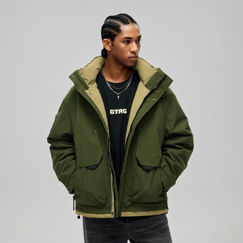 秋冬 コーデ メンズ 服 シンプル ファッション オシャレ 大人 かっこいい 大きいサイズ ストリート 紳士服 アメリカン スタンドカラー 防風 カジュアル 登山 服 フード付き 暖かい スタッズ コットン