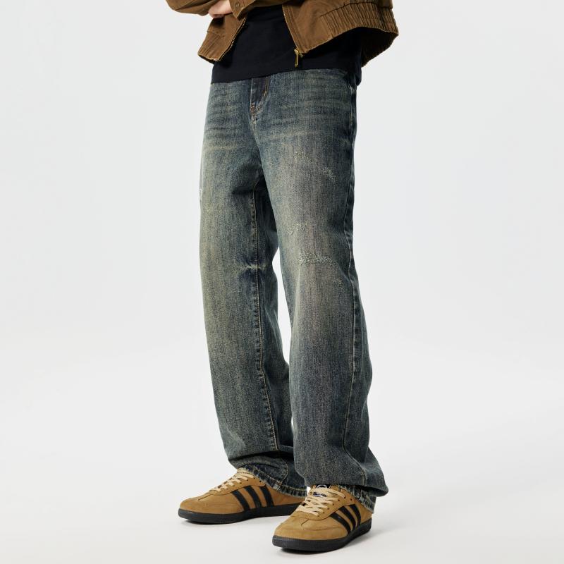 秋冬 コーデ メンズ 服 シンプル ファッション オシャレ 大人 かっこいい 大きいサイズ ストリート 紳士服 黄色 カジュアル パンツ ストレート ジーンズ