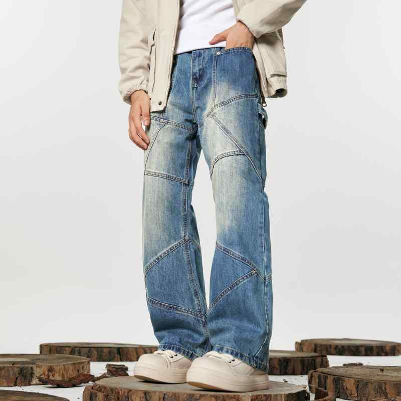 秋冬 コーデ メンズ 服 シンプル ファッション オシャレ 大人 かっこいい 大きいサイズ ストリート 紳士服 レトロ スタッズ マルチ ポケット トップス カジュアル パンツ シンプル ブーツ カット ジーンズ