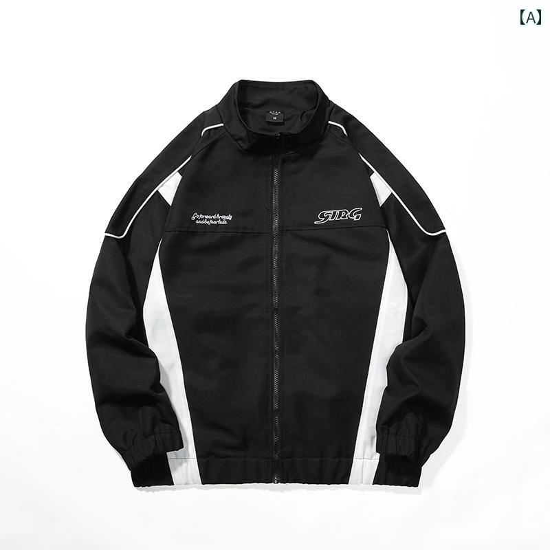秋冬 コーデ メンズ 服 シンプル ファッション オシャレ 大人 かっこいい 大きいサイズ ストリート 紳士服 ステッチ スタンドカラー レーシングスーツ ジャケット アメリカン ストリート 快適 カジュアル