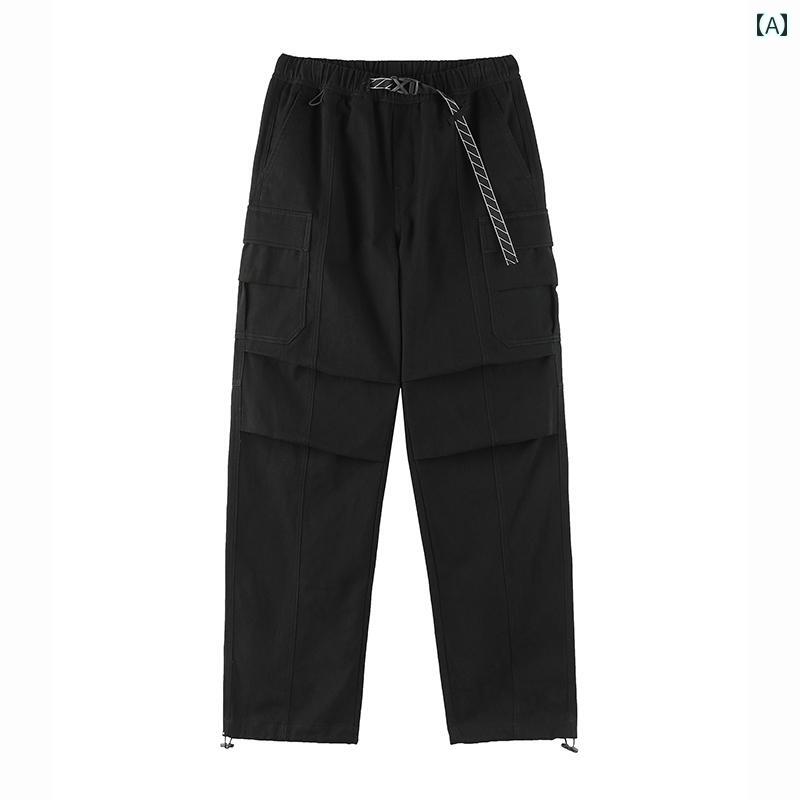 秋冬 コーデ メンズ 服 シンプル ファッション オシャレ 大人 かっこいい 大きいサイズ ストリート 紳士服 レトロ 綿 ワーク パンツ ストリート ダブルプリーツ マルチ ポケット ワイド レッグ カジュアル パンツ