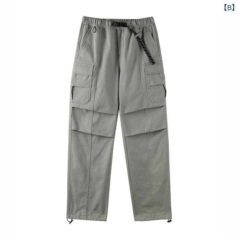 秋冬 コーデ メンズ 服 シンプル ファッション オシャレ 大人 かっこいい 大きいサイズ ストリート 紳士服 レトロ 綿 ワーク パンツ ストリート ダブルプリーツ マルチ ポケット ワイド レッグ カジュアル パンツ