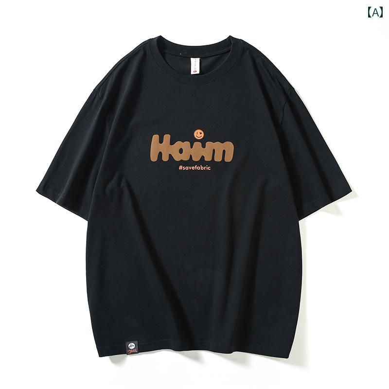 秋冬 コーデ メンズ 服 シンプル ファッション オシャレ 大人 かっこいい 大きいサイズ ストリート 紳士服 厚手 ショルダー ラウンドネック レター フォーム プリント 綿 半袖