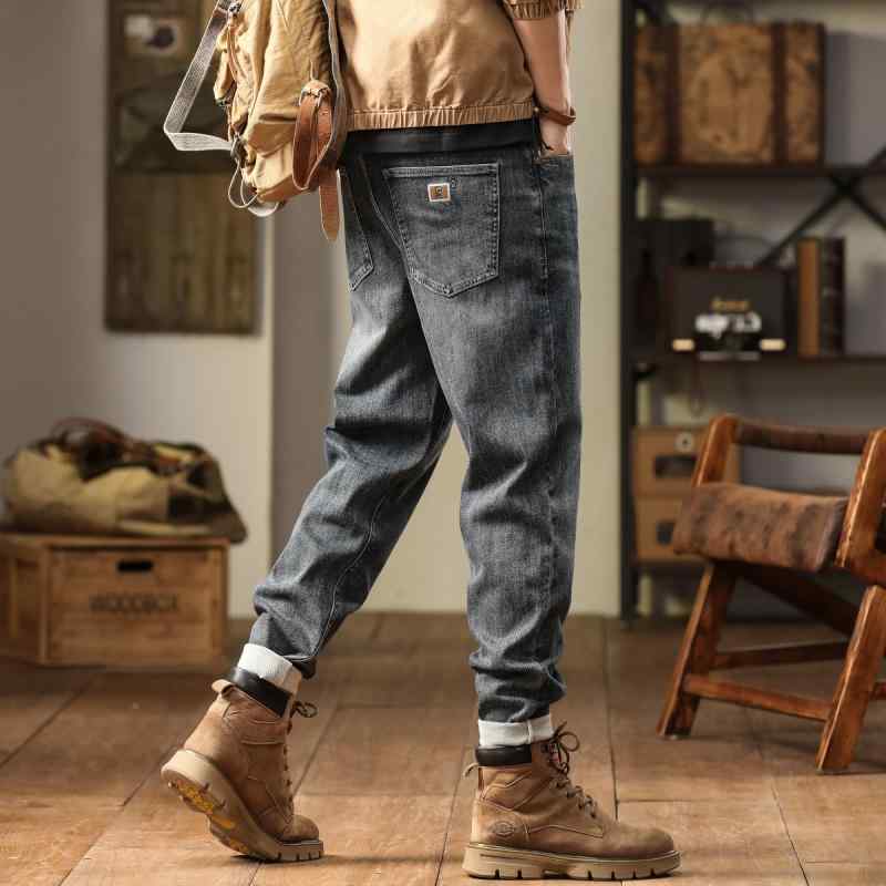 秋冬 コーデ メンズ 服 シンプル ファッション オシャレ 大人 かっこいい 大きいサイズ ストリート 紳士服 綿 ストレッチ ジーンズ アメリカン レトロ テーパードストレート パンツ