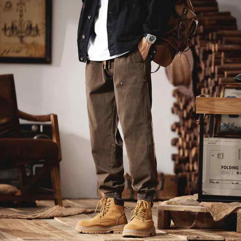 秋冬 コーデ メンズ 服 シンプル ファッション オシャレ 大人 かっこいい 大きいサイズ ストリート 紳士服 アメリカン レトロ カジュアル パンツ ストレッチ ズボン