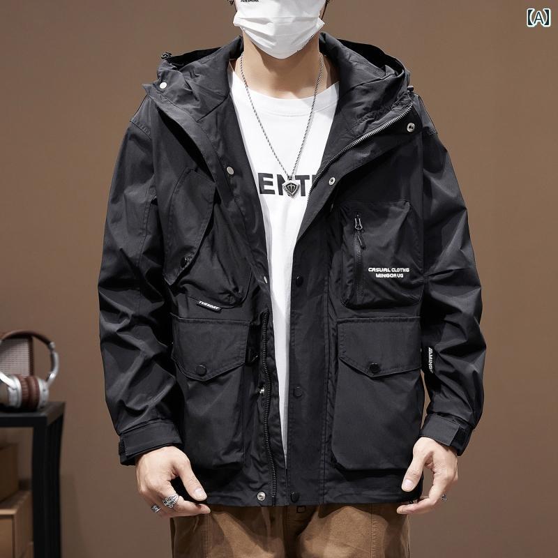 秋冬 コーデ メンズ 服 シンプル ファッション オシャレ 大人 かっこいい 大きいサイズ ストリート 紳士服 アウトドア ジャケット アメリカン 登山 フード付き
