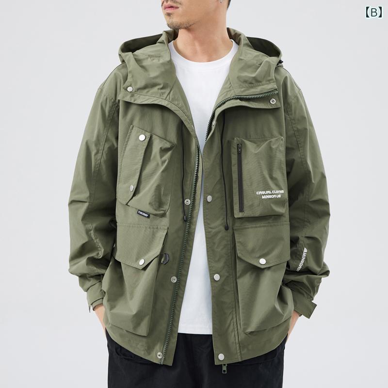 秋冬 コーデ メンズ 服 シンプル ファッション オシャレ 大人 かっこいい 大きいサイズ ストリート 紳士服 アウトドア ジャケット アメリカン 登山 フード付き