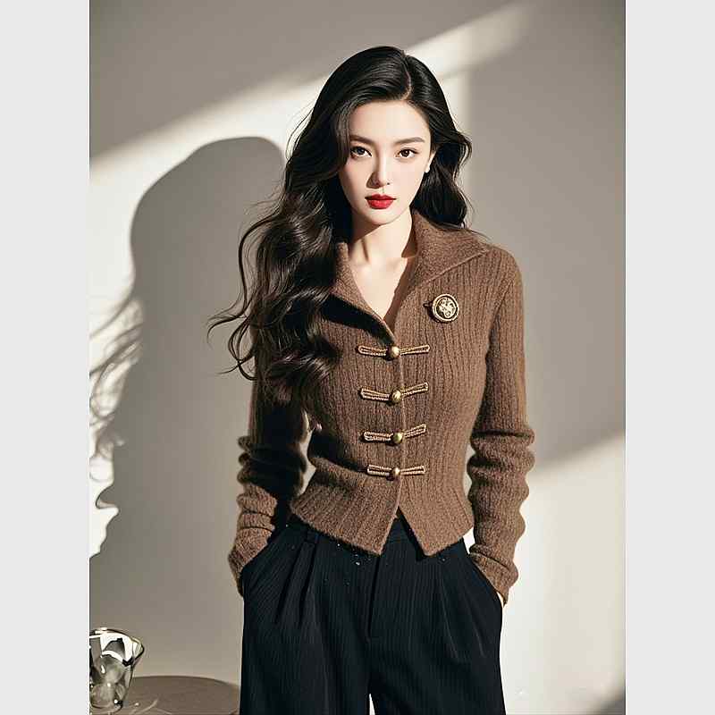 乐天商城 - 秋服 レディース ファッション オシャレ カワイイ シンプル 大人カワイイ 大きいサイズ ハイエンド インナー セーター 茶色 ニット トップス