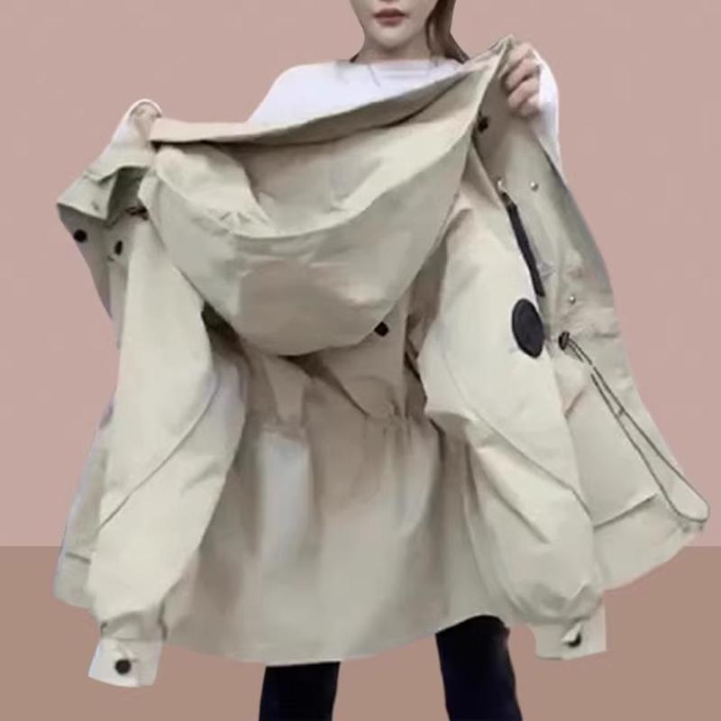 秋服 レディース ファッション オシャレ カワイイ シンプル 大人カワイイ 大きいサイズ パーカー ジャケット ミドル丈 ウインドブレーカー トップス