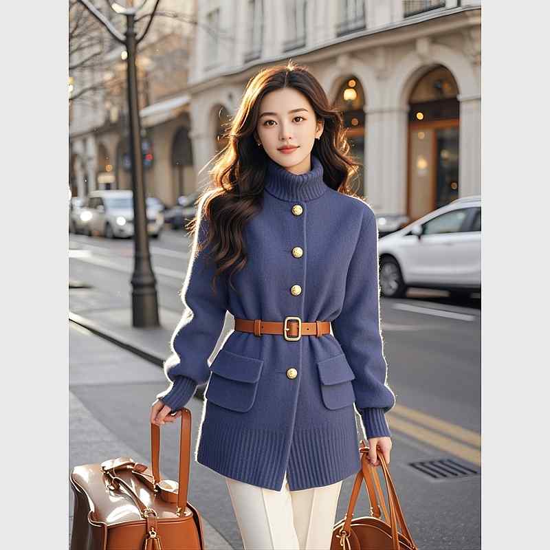 秋服 レディース ファッション オシャレ カワイイ シンプル 大人カワイイ 大きいサイズ ニット トップス フレンチ ウエスト スリム フレグランス ブルー ソフト セーター