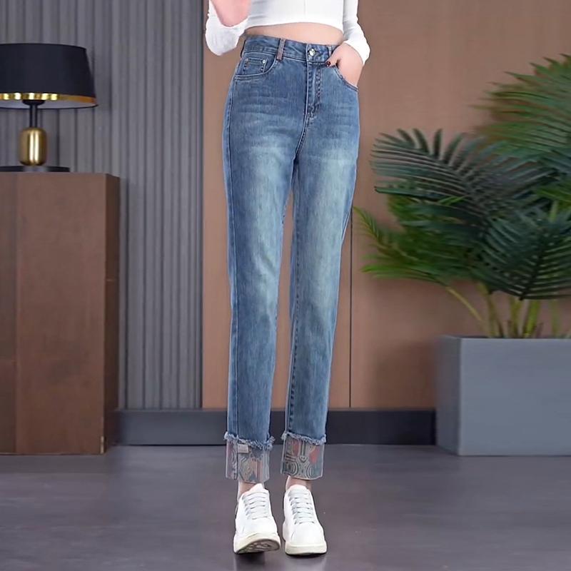 Other - 秋服 レディース ファッション オシャレ カワイイ シンプル 大人カワイイ 大きいサイズ デニム ストレート パンツ スリム タバコ 九分丈 パンツ
