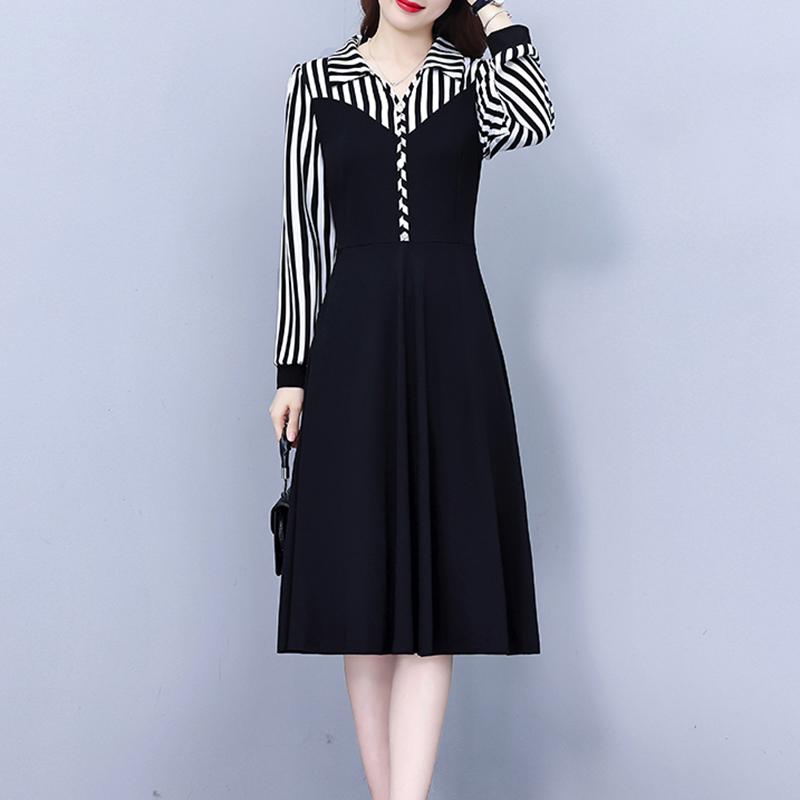 秋服 レディース ファッション オシャレ カワイイ シンプル 大人カワイイ 大きいサイズ ドレス ウエスト スリム 長袖 ミドル丈 スカート