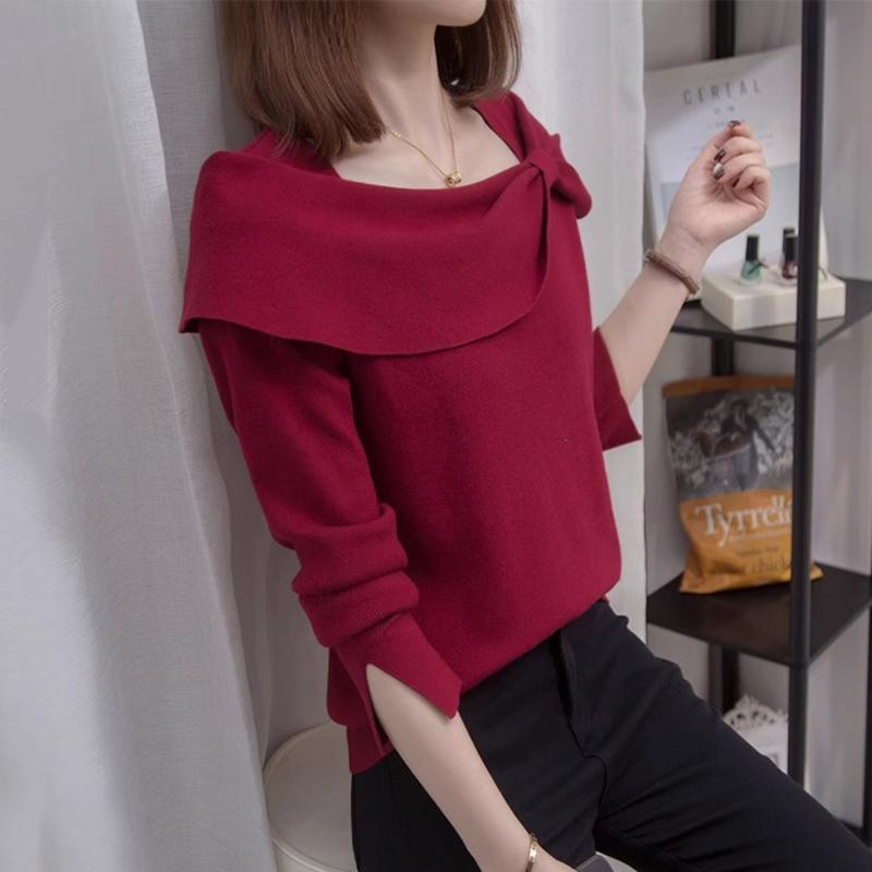 秋服 レディース ファッション オシャレ カワイイ シンプル 大人カワイイ 大きいサイズ ニット レイヤリング シャツ インナー セーター トップス