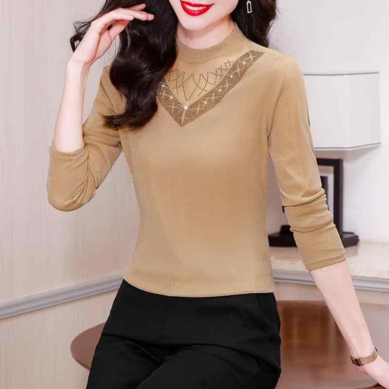 Other - 秋服 レディース ファッション オシャレ カワイイ シンプル 大人カワイイ 大きいサイズ ハーフ タートルネック メッシュ T シャツ 長袖 インナー トップス