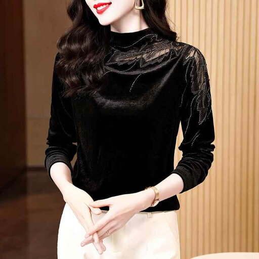 秋服 レディース ファッション オシャレ カワイイ シンプル 大人カワイイ 大きいサイズ ゴールド ベルベット T シャツ ハーフ タートルネック 長袖 トップス 秋服 レディース ファッション オシャレ カワイイ シンプル 大人カワイイ 大きいサイズ ゴールド ベルベット T シャツ ハーフ タートルネック 長袖 トップス