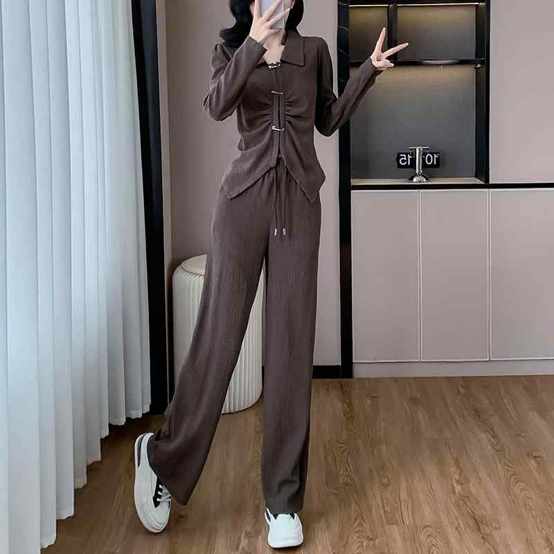 乐天商城 - 秋服 レディース ファッション オシャレ カワイイ シンプル 大人カワイイ 大きいサイズ スーツ ハイエンド ワイド パンツ セットアップ 可能