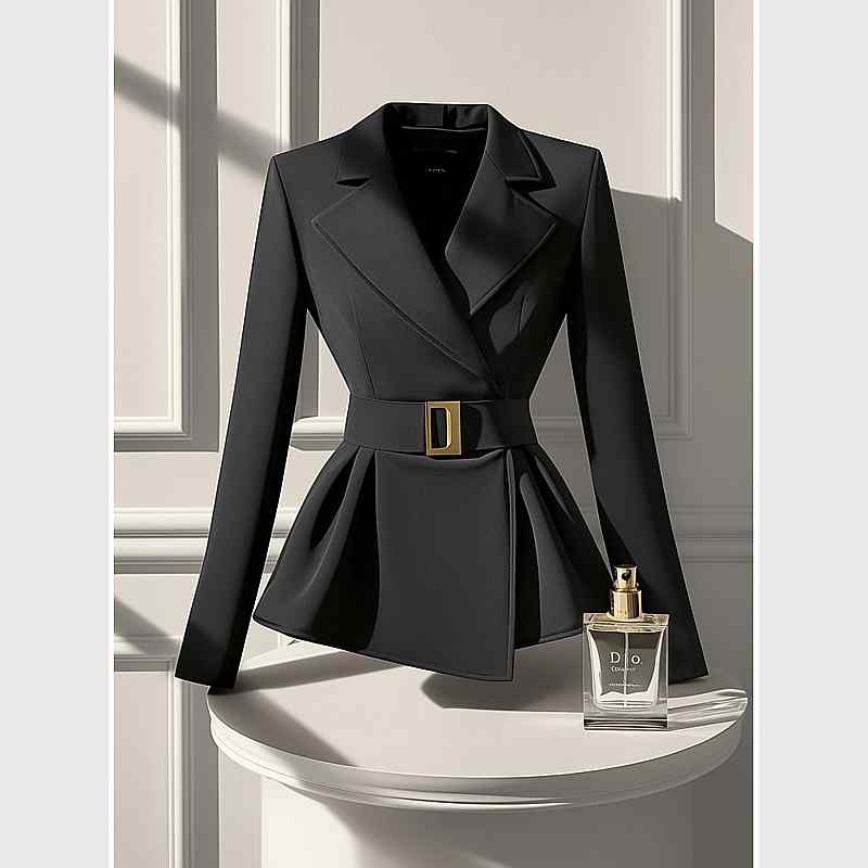 秋服 レディース ファッション オシャレ カワイイ シンプル 大人カワイイ 大きいサイズ ブラック スーツ ジャケット ハイエンド トップス