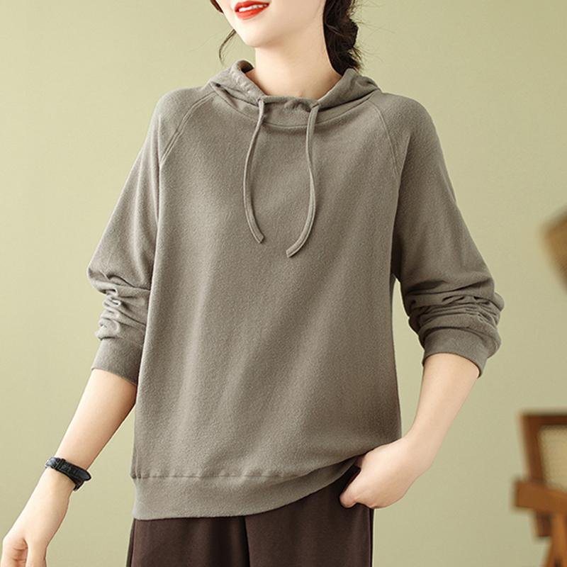 Other - 秋服 レディース ファッション オシャレ カワイイ シンプル 大人カワイイ 大きいサイズ フード付き スウェット シャツ ジャケット ゆったり 長袖 トップス