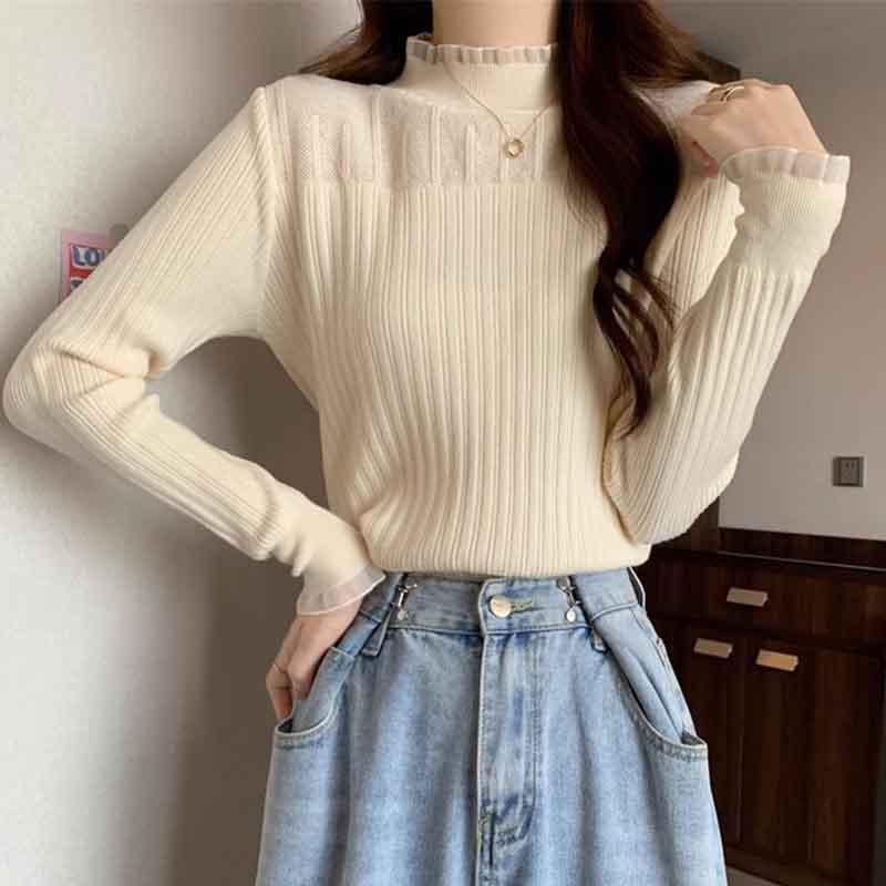 秋服 レディース ファッション オシャレ カワイイ シンプル 大人カワイイ 大きいサイズ ニット レイヤリング シャツ ハーフ タートルネック スタイリッシュ インナー セーター トップス