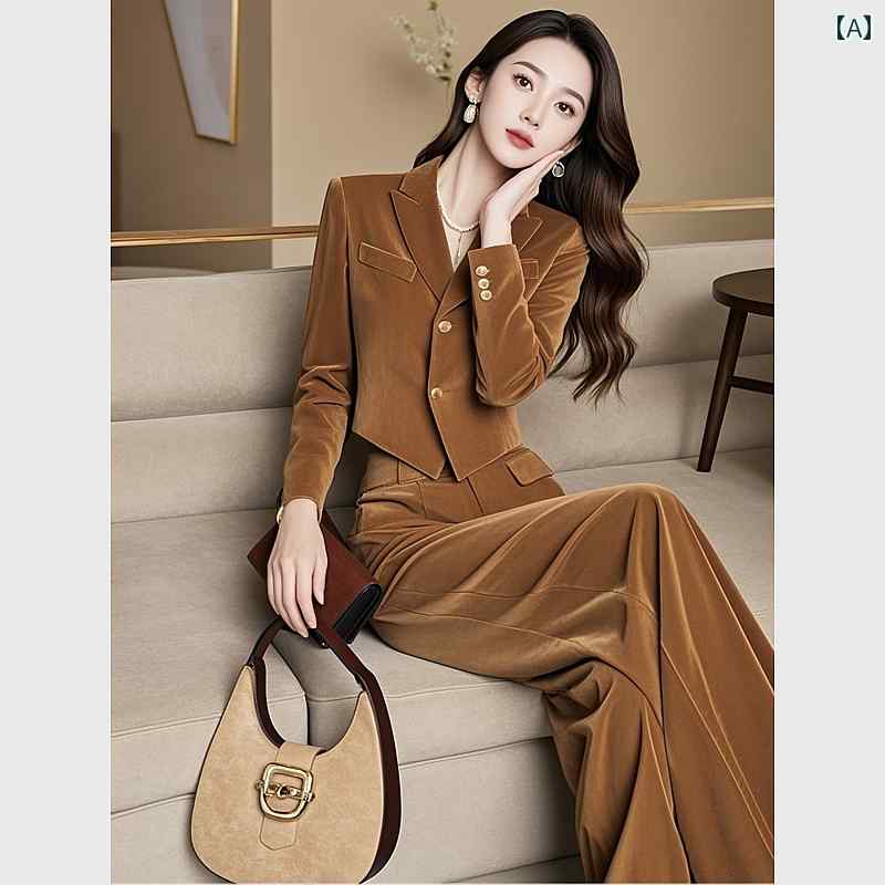 秋服 レディース ファッション オシャレ カワイイ シンプル 大人カワイイ 大きいサイズ ハイエンド エレガント ジャケット パンツ スーツ セットアップ 可能