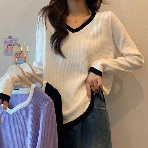 秋服 レディース ファッション オシャレ カワイイ シンプル 大人カワイイ 大きいサイズ ニット レイヤリング シャツ Vネック インナー セーター トップス 秋服 レディース ファッション オシャレ カワイイ シンプル 大人カワイイ 大きいサイズ ニット レイヤリング シャツ Vネック インナー セーター トップス