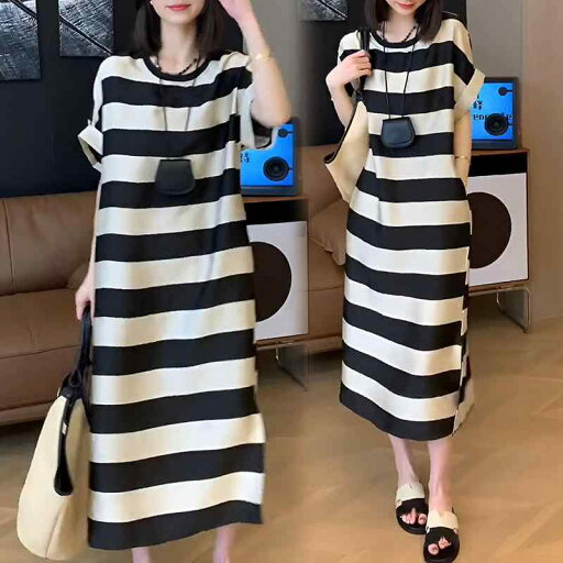 秋服 レディース ファッション オシャレ カワイイ シンプル 大人カワイイ 大きいサイズ ハイエンド ストライプ スリット T シャツ ドレス ストレート スカート 秋服 レディース ファッション オシャレ カワイイ シンプル 大人カワイイ 大きいサイズ ハイエンド ストライプ スリット T シャツ ドレス ストレート スカート