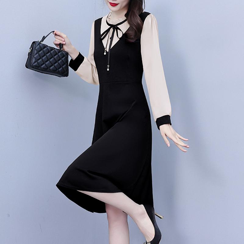 秋服 レディース ファッション オシャレ カワイイ シンプル 大人カワイイ 大きいサイズ ドレス ハイエンド 長袖 ミドル丈 スカート